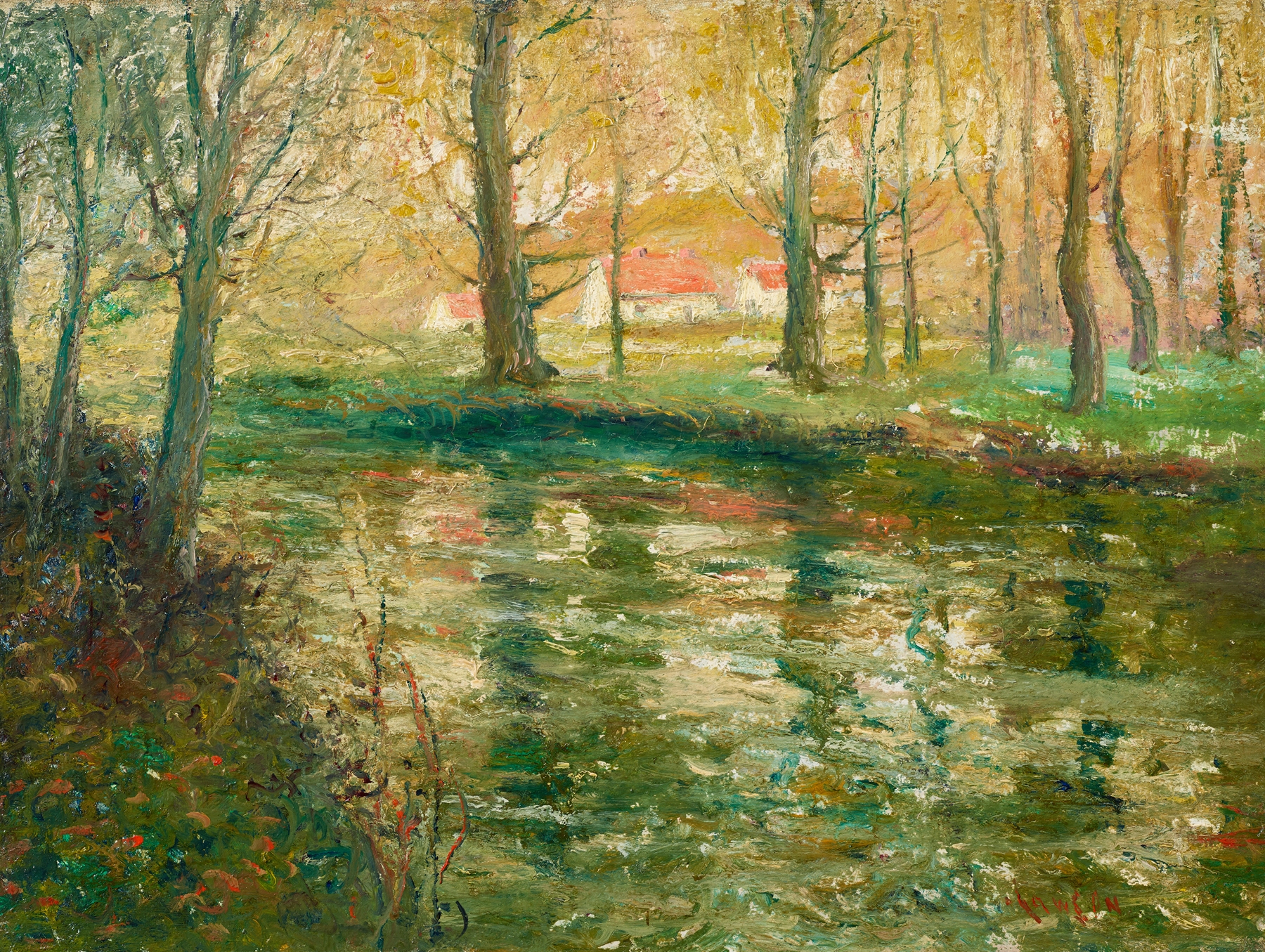 Red Rooftops, by Ernest Lawson, public domain