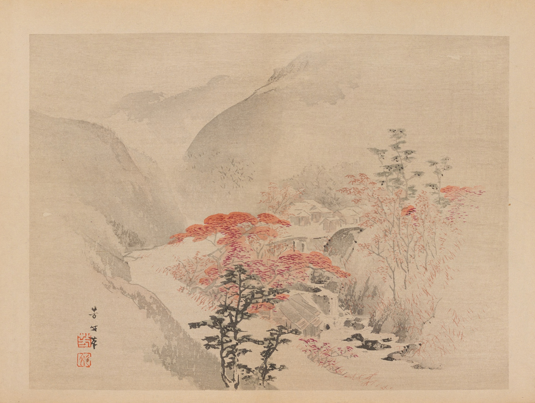 Landscape in ink on paper by Unknown Artist