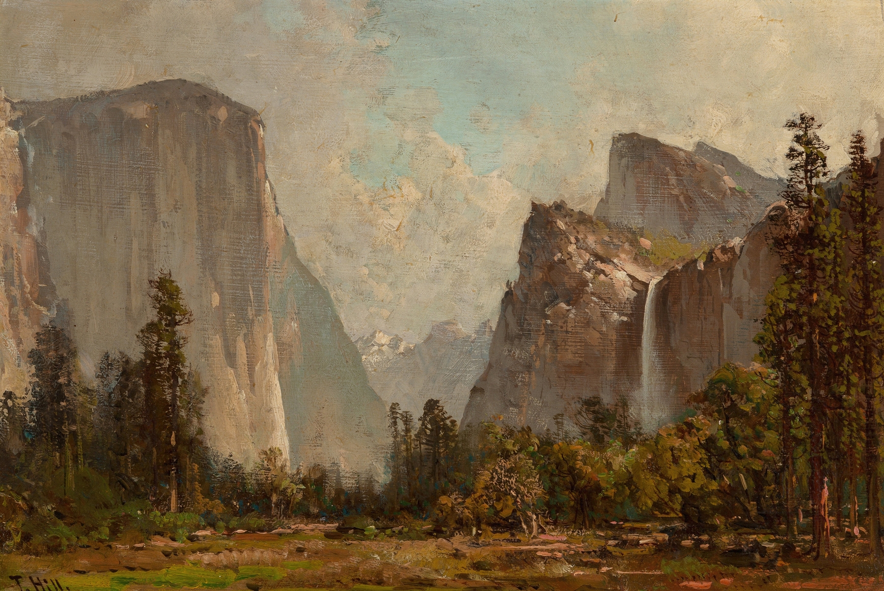 Gates of Yosemite and Bridal Veil Falls, by Thomas Hill, public domain