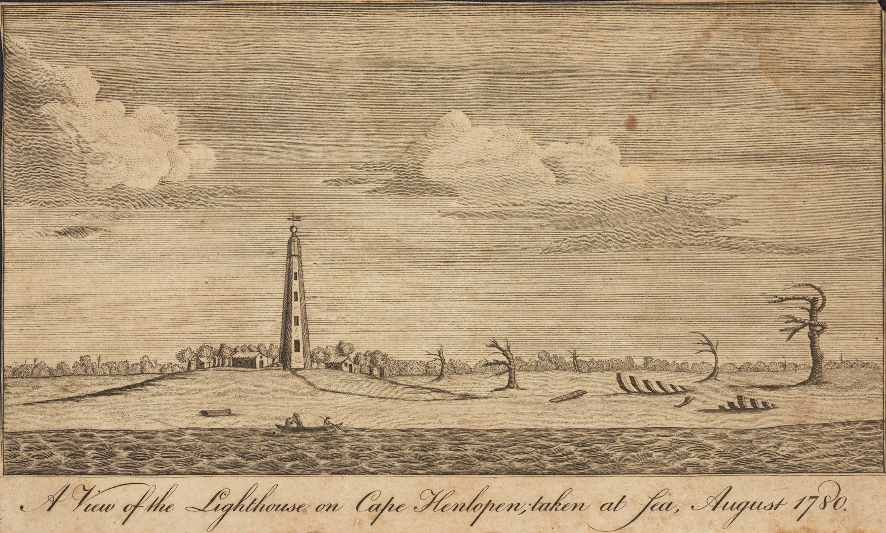 Lighthouse on Cape Henlopen at sea, 1780, unknown artist