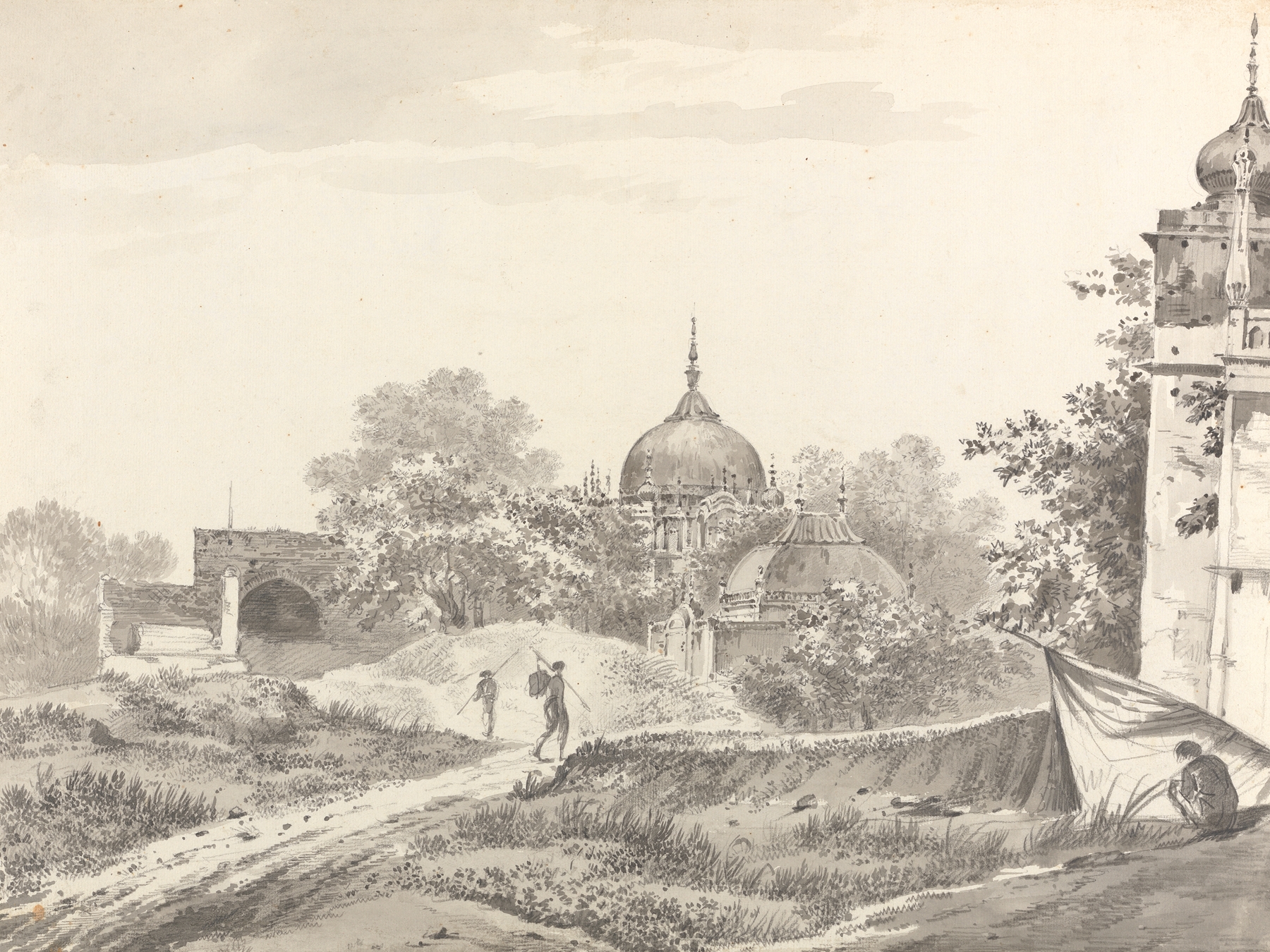 Landscape in ink on paper by William Hodges