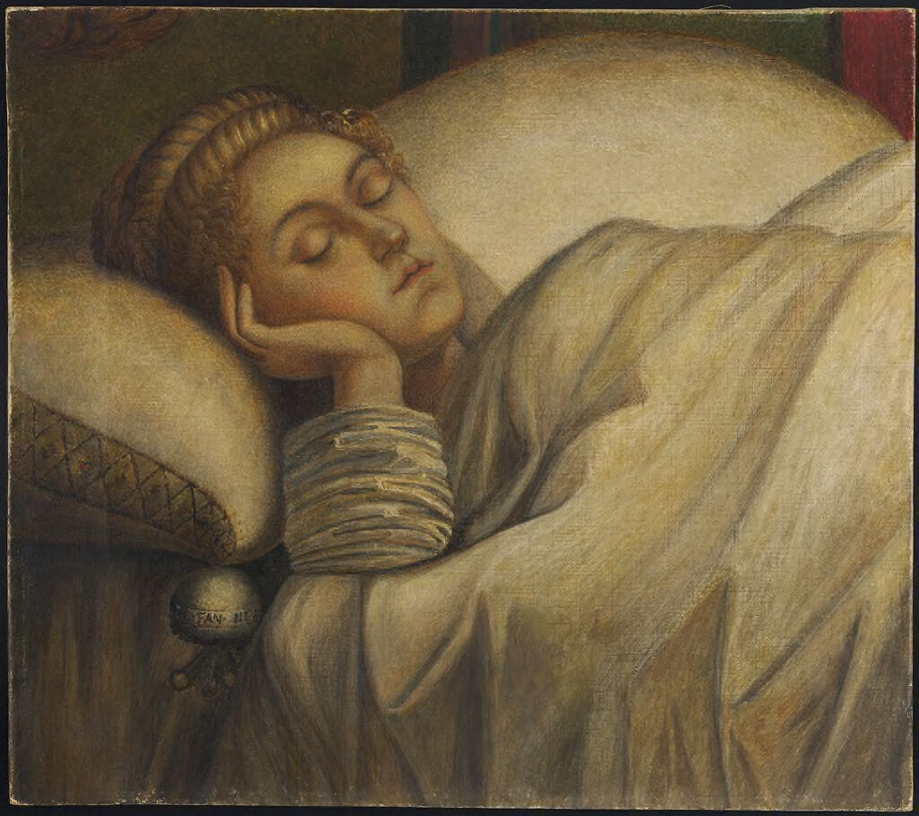 Study of the Head of the Sleeping Saint Ursula, oil on canvas by Charles Herbert Moore