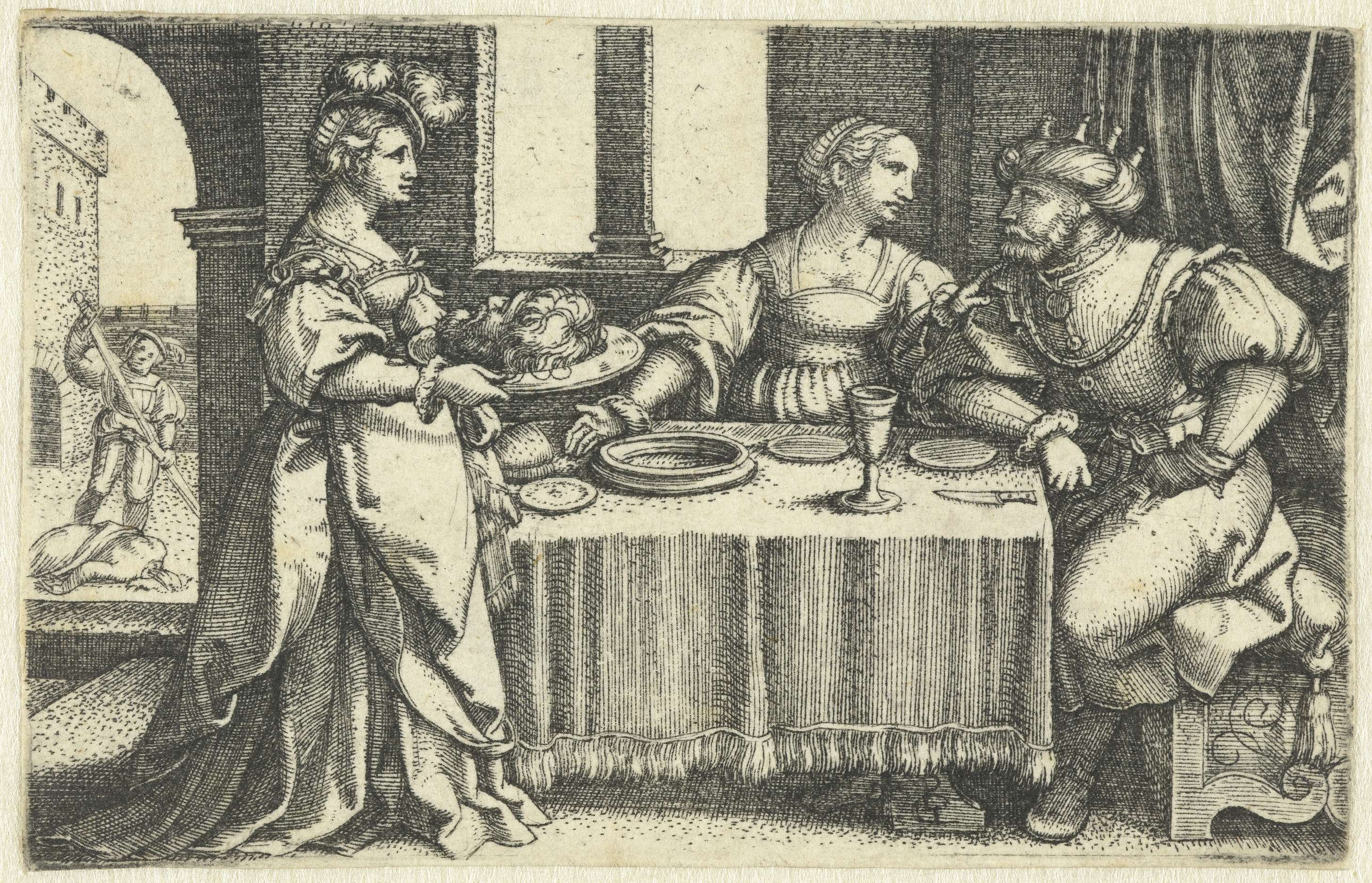 Salome brengt Herodias het hoofd van Johannes de Doper, by Georg Pencz, public domain