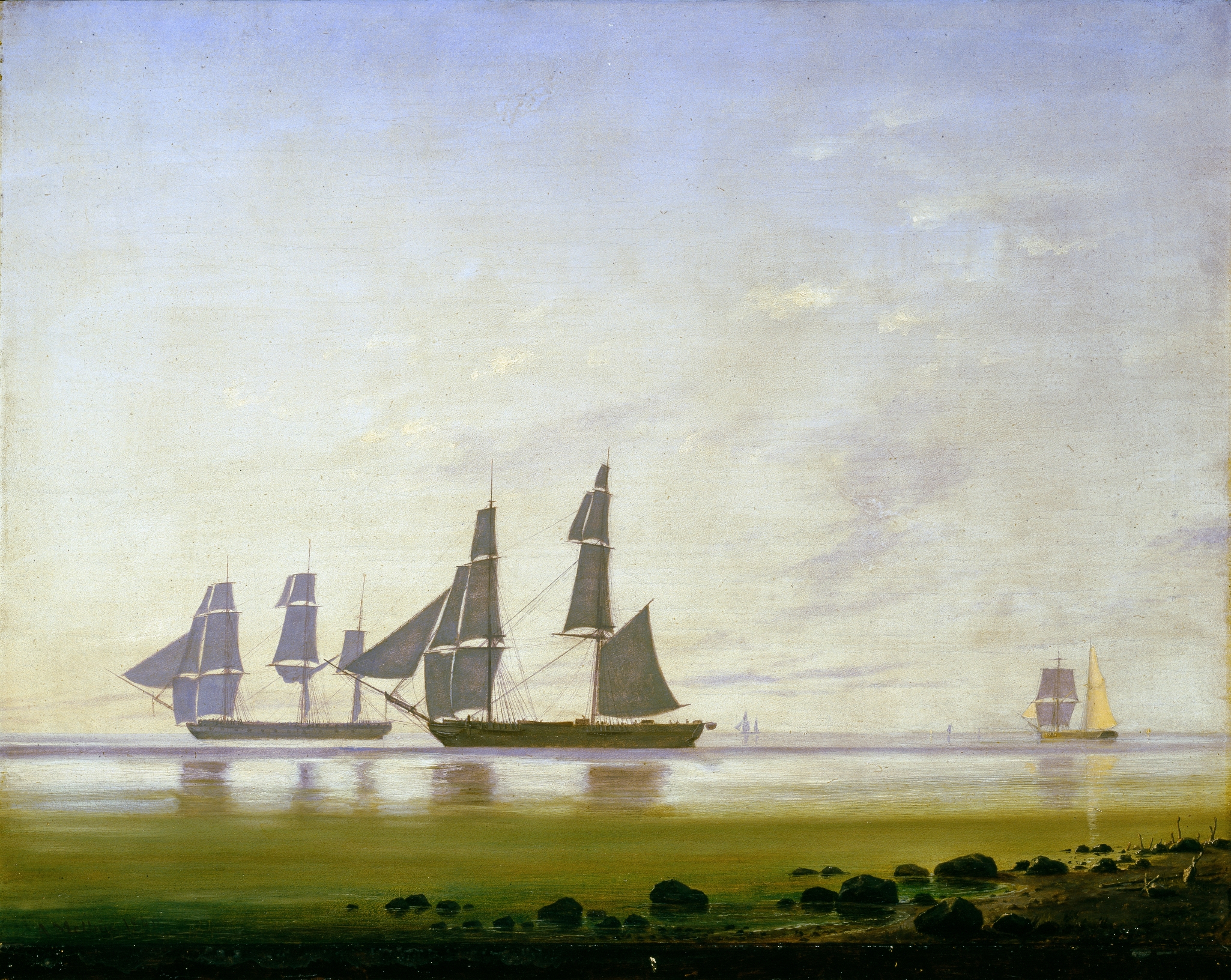 A Calm Morning At Sea, by Anton Melbye, public domain