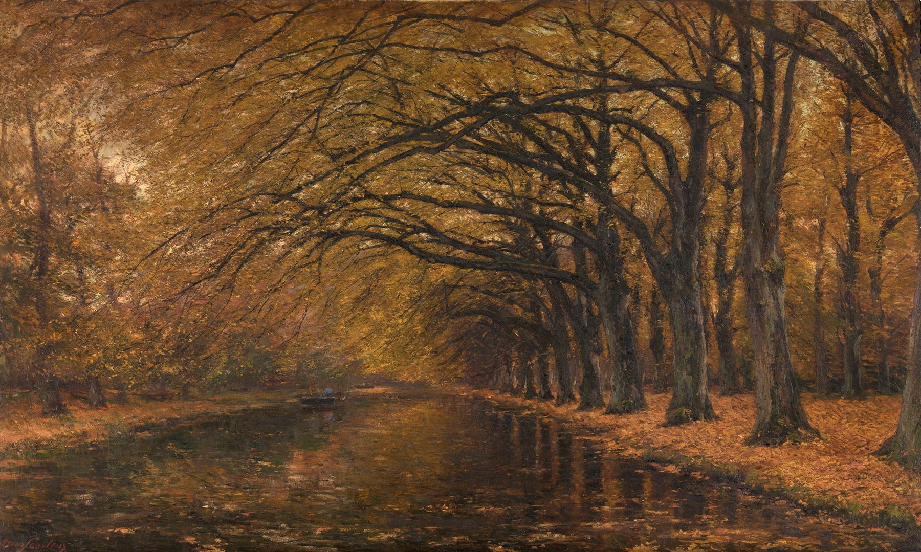 Autumn landscape with colorful leaves by Franz Courtens, oil painting