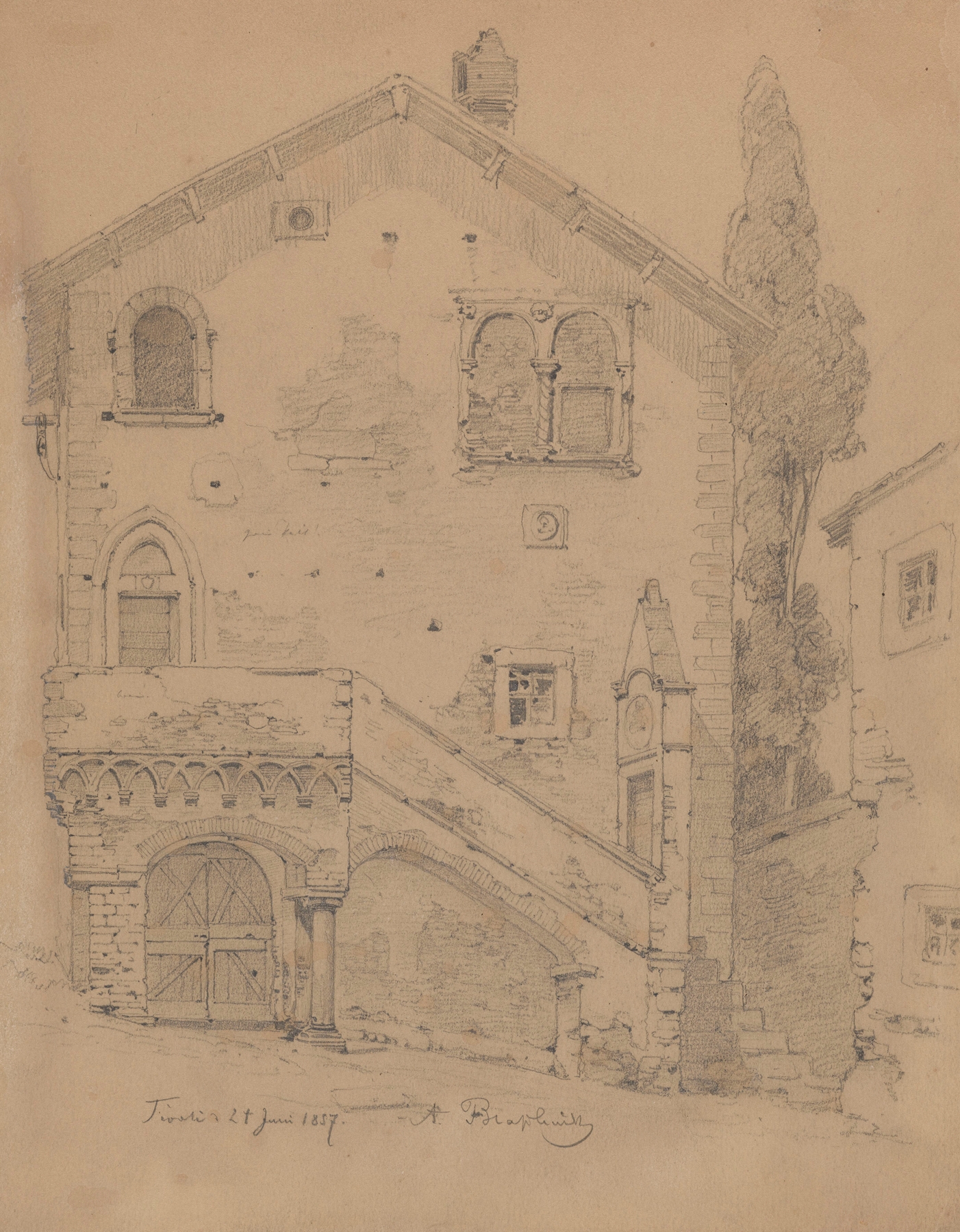 Landscape featuring a house in Tivoli by Arthur Blaschnik, unknown medium