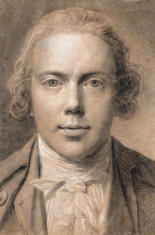 A portrait of a man by Jens Juel, showcasing detailed facial features and attire.