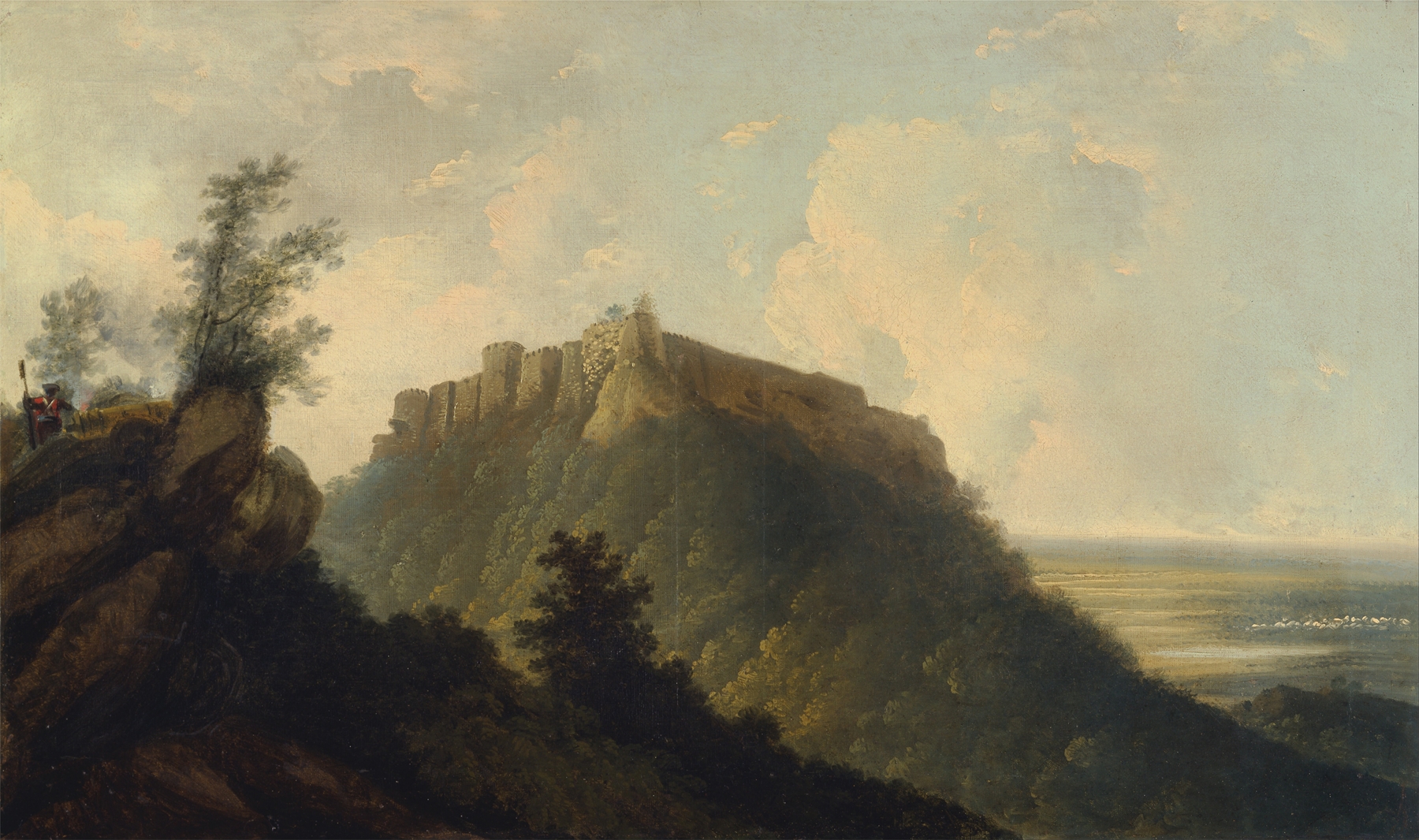 The Fort of Bidjegur, architecture, oil painting by William Hodges