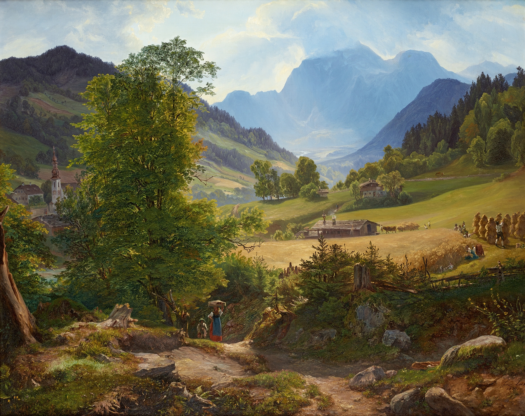 Landscape of Ramsau meadows, oil on canvas by Friedrich Loos