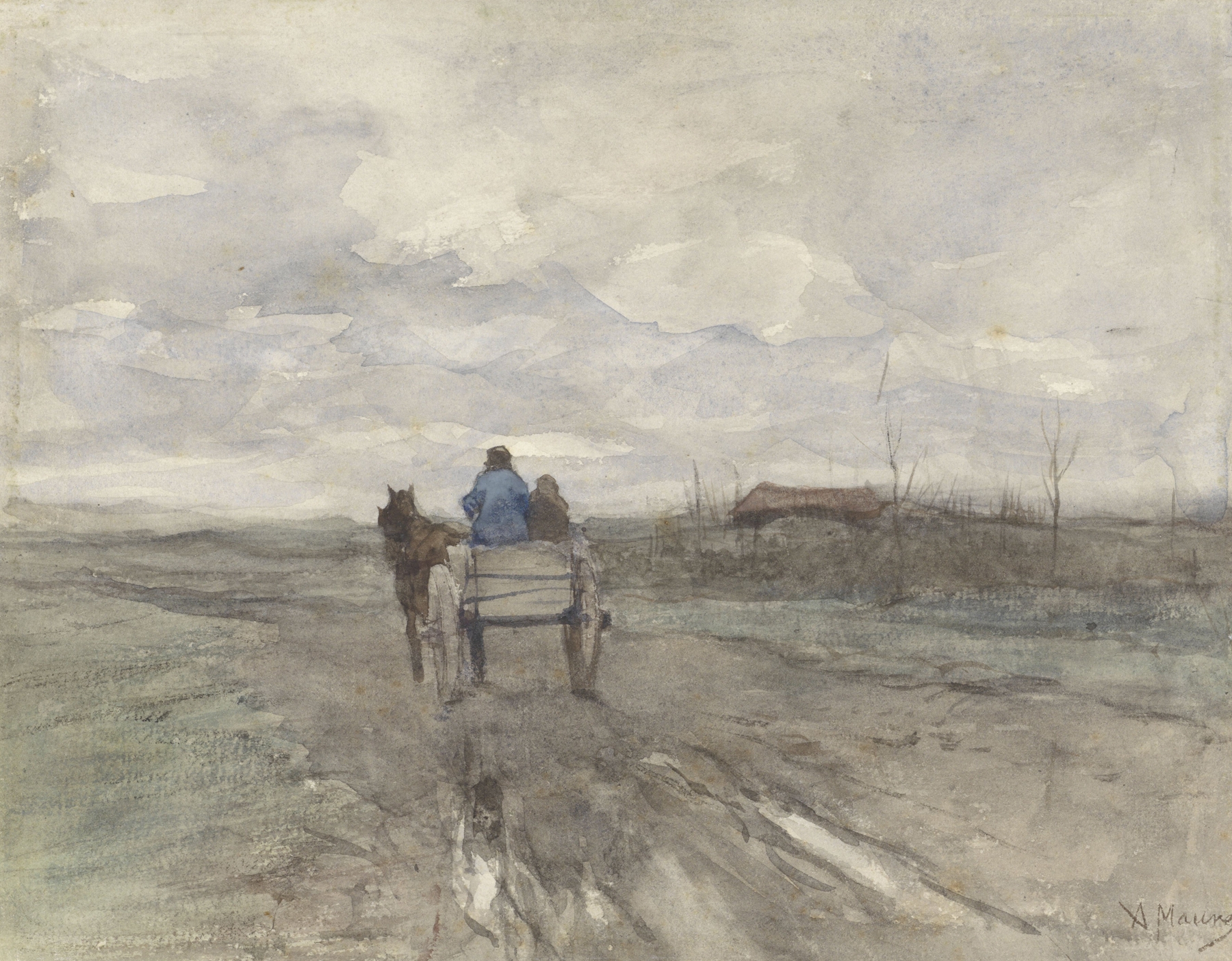 Boerenkar op een landweg, by Anton Mauve, public domain