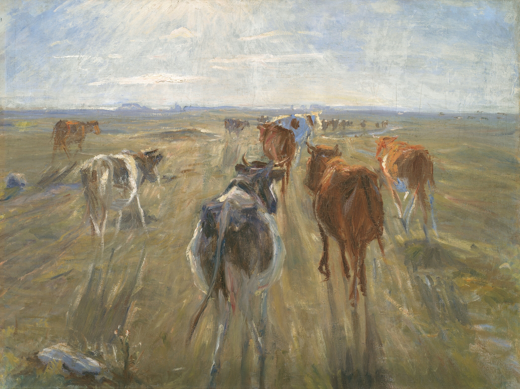 Long Shadows. Cattle on the Island of Saltholm, oil on canvas by Theodor Philipsen