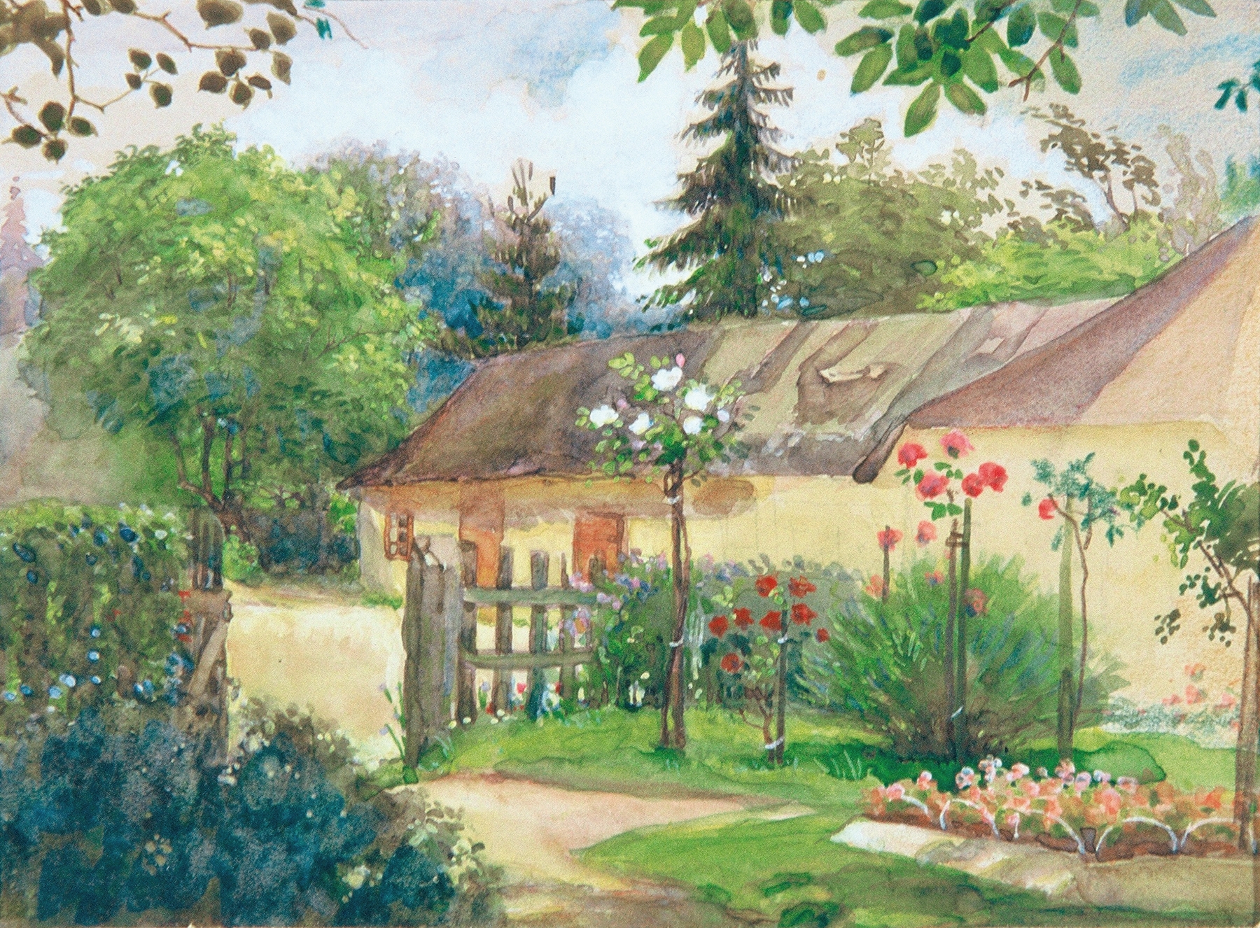 Gartenansicht by Josef Wawra, oil on canvas depicting a lush garden with sunlight and foliage.