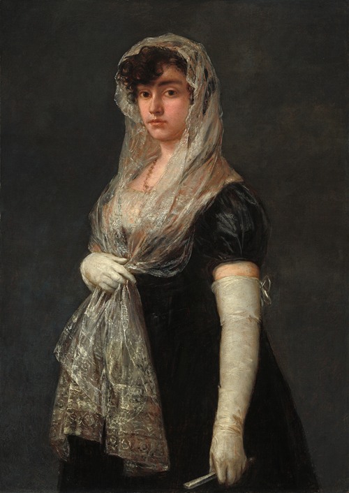 A portrait of a young lady in traditional attire, showcasing Goya's unique style.