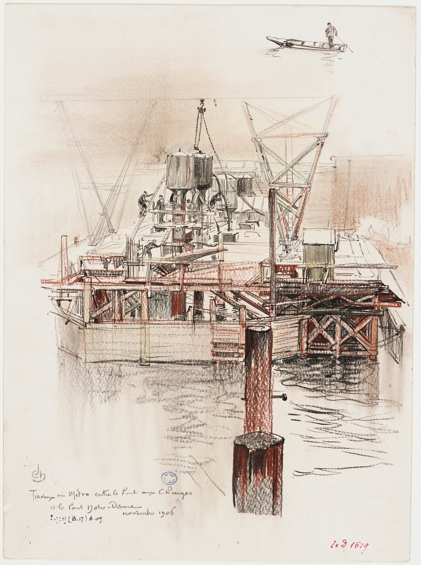 Travaux du métro entre le pont au Change et le pont Notre Dame, by Charles Jouas, public domain