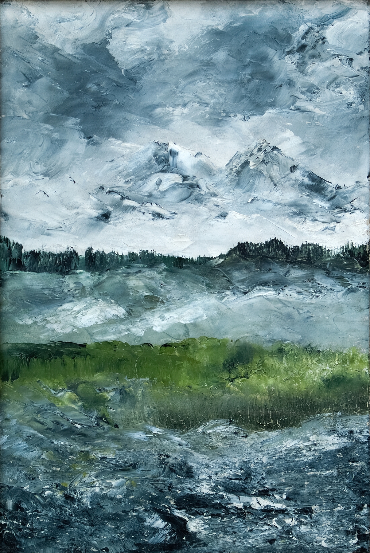 Landscape Study by August Strindberg, oil painting depicting rolling hills and serene nature.