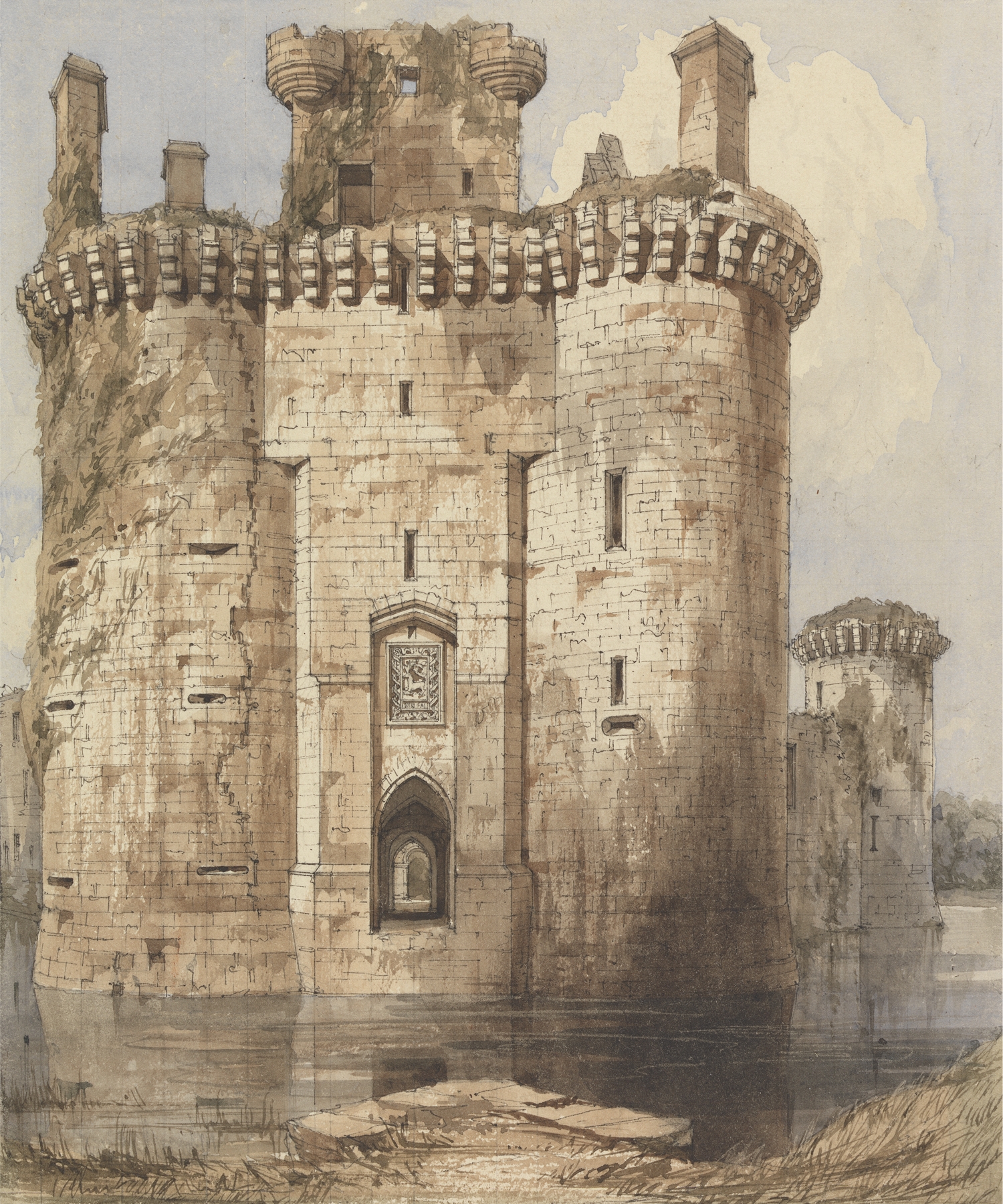Caerlaverock Castle Entrance Gateway and Flanking Towers by Robert William Billings, oil painting