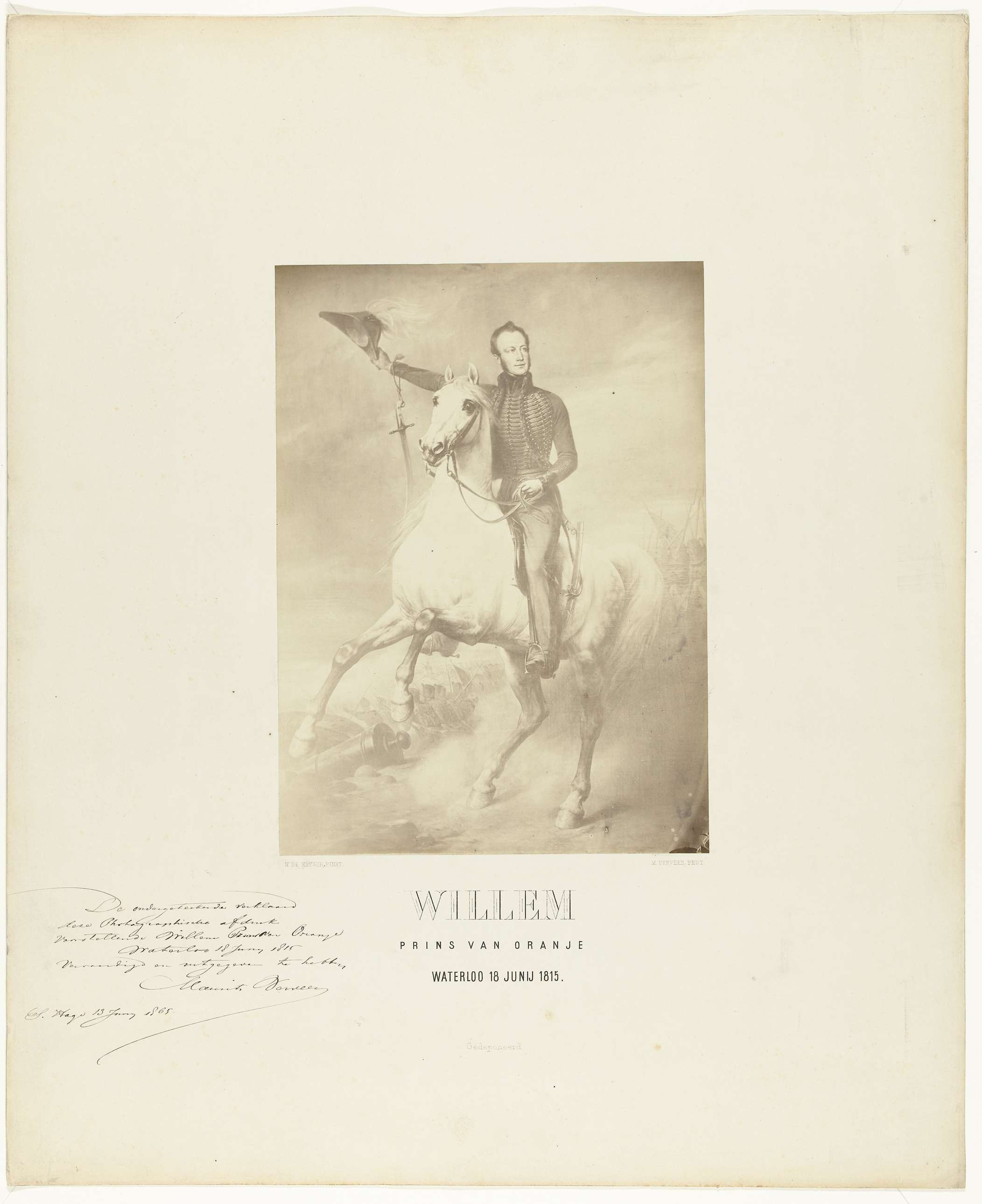 Schilderij van koning Willem II op het slagveld van Waterloo door Nicaise de Keyser, by Maurits Verveer, public domain