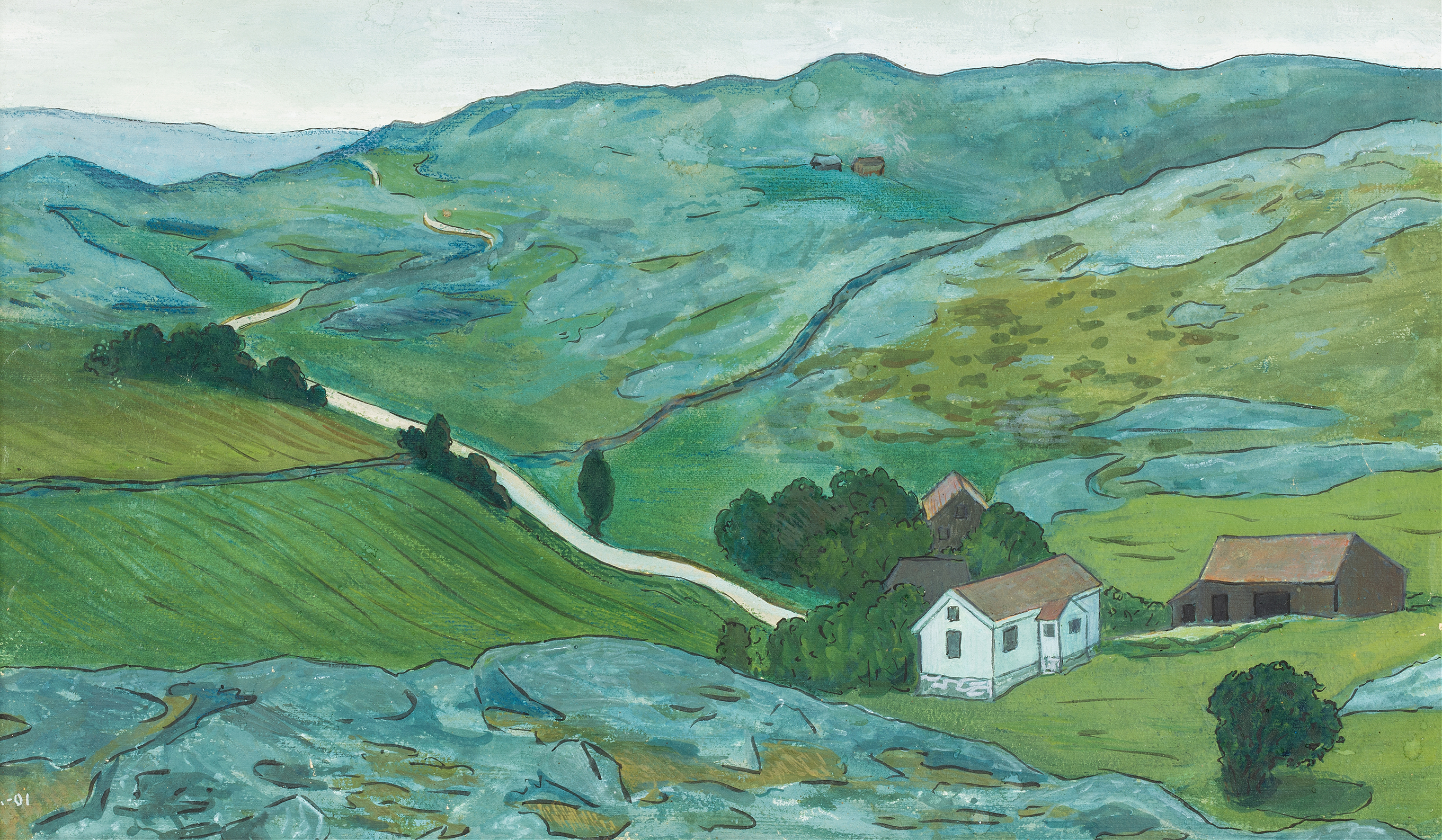 Waste Land by Ivar Arosenius, oil painting depicting a chaotic landscape with vibrant colors.