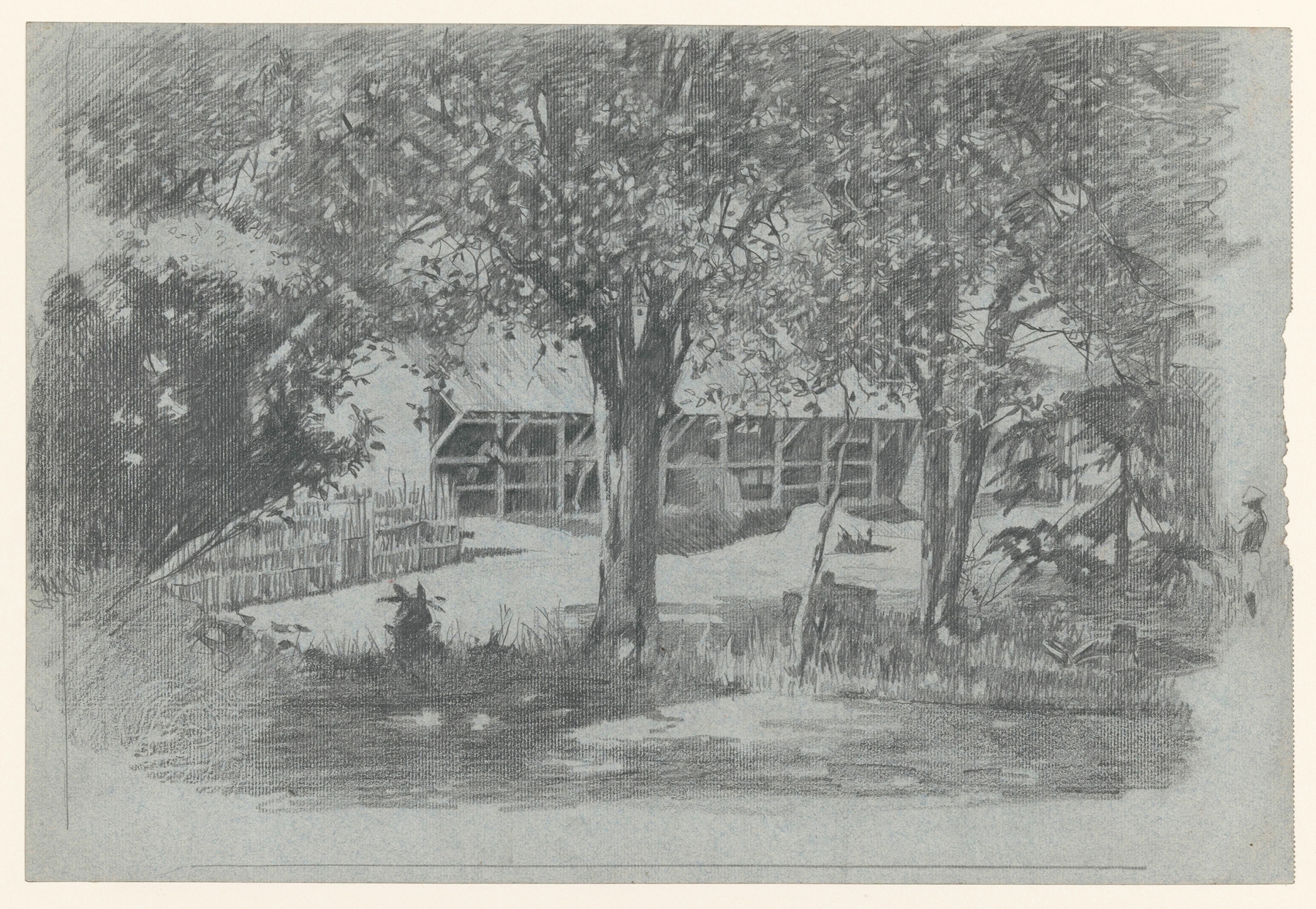 Landscape oil painting by Willem Witsen depicting a building surrounded by lush foliage