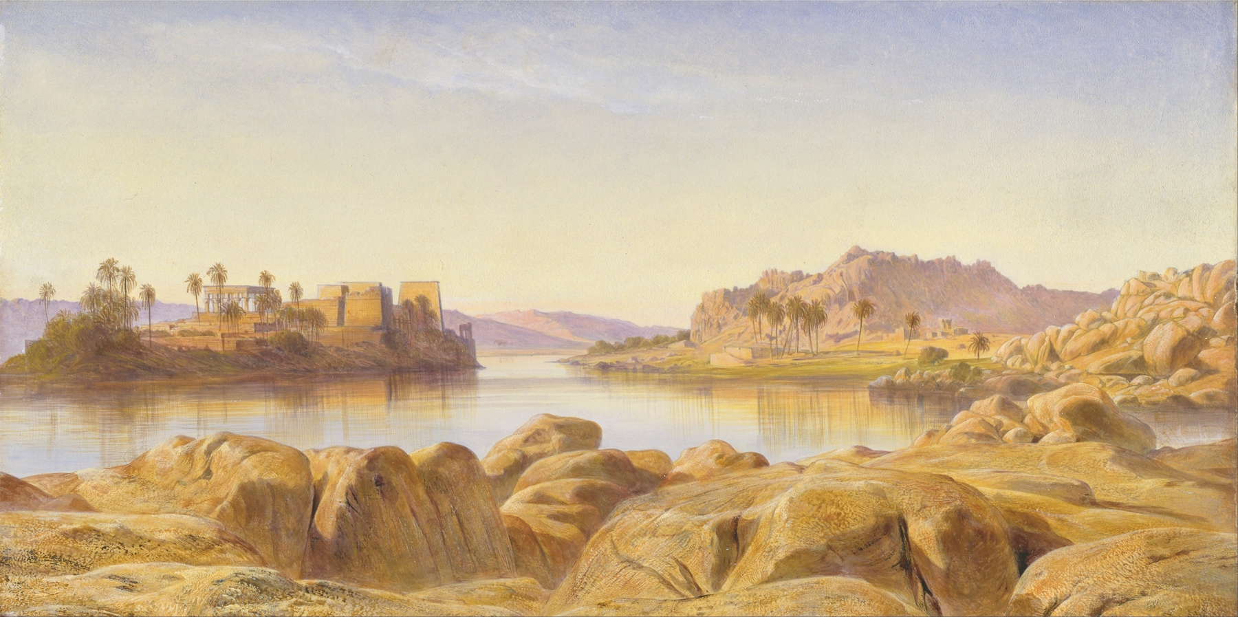Philae, Egypt, by Edward Lear, public domain