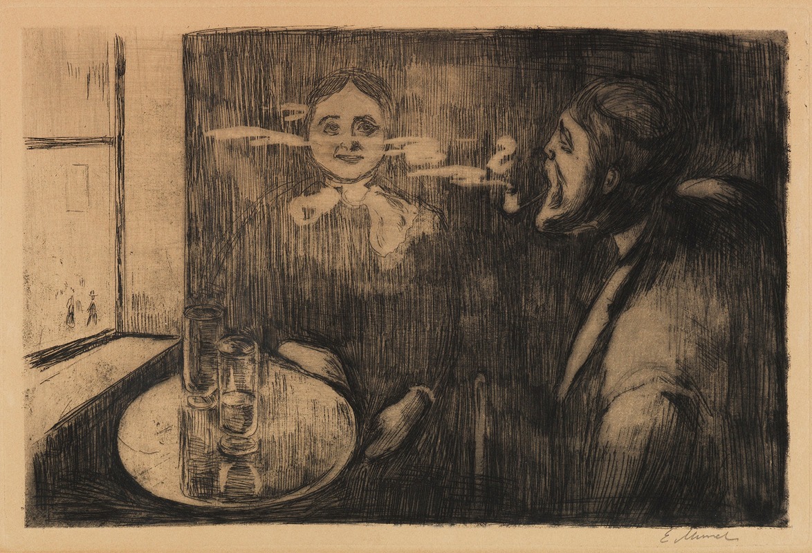Edvard Munch's 'Tête-à-Tête (Plauderstunde)' captures an intimate conversation between two figures.