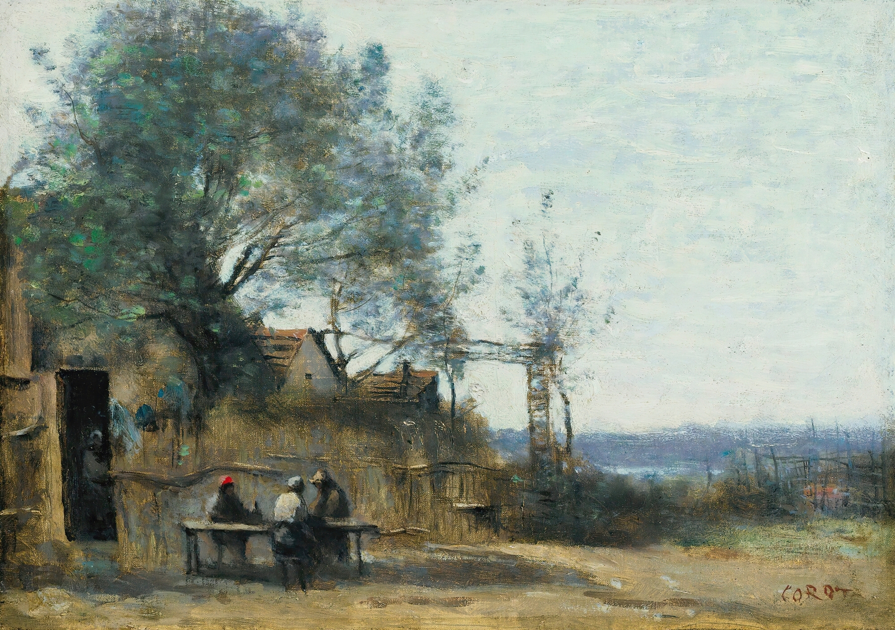 Paysans Attablés À La Porte D’un Cabaret, by Jean-Baptiste-Camille Corot, public domain