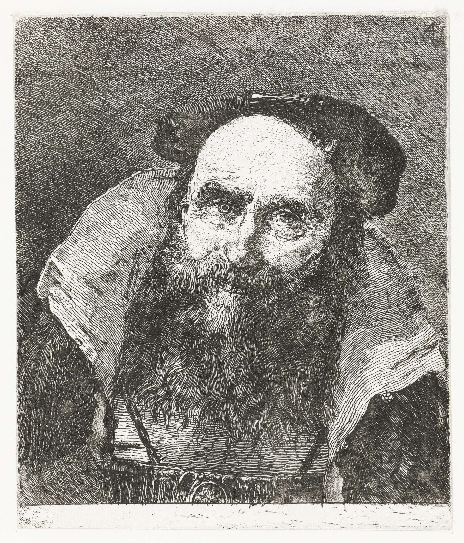 Lachende oude man, by Giovanni Domenico Tiepolo, public domain