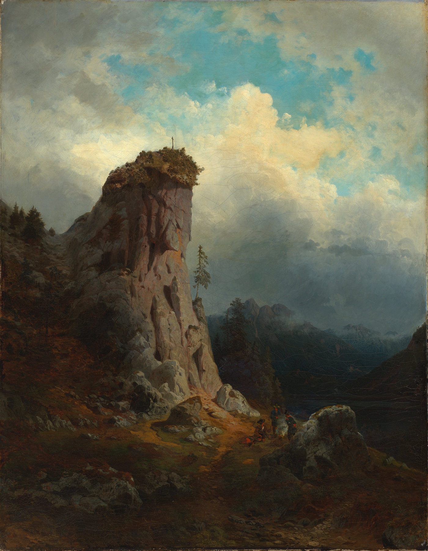 Landscape depicting mountains and hills by Gustav Osterroht, ca 1870