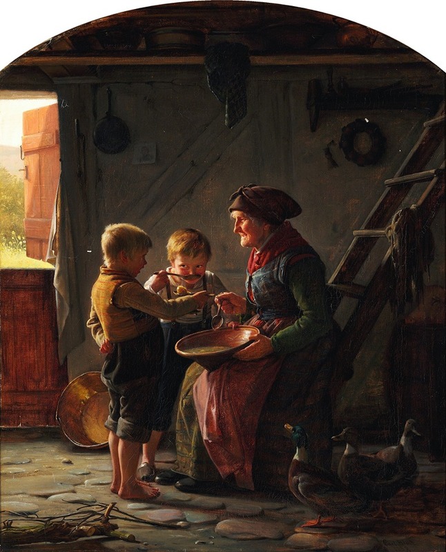 A depiction of a meal scene by Carl Bloch.