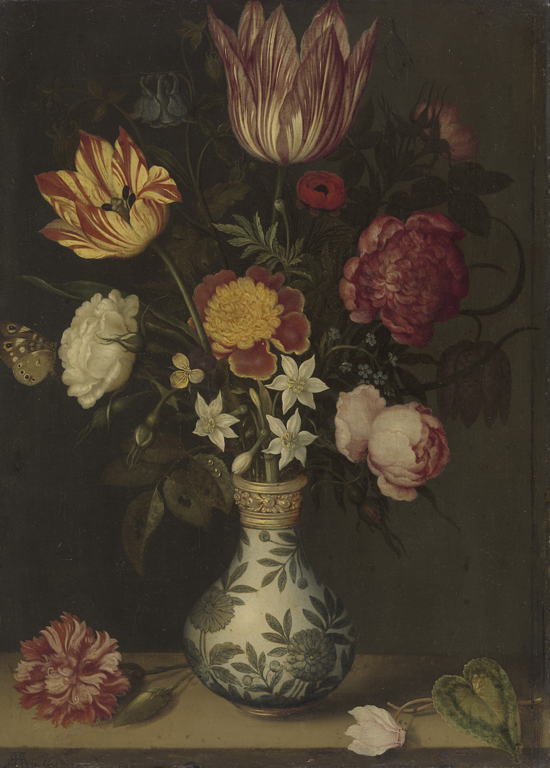 Still life with flowers in a Wan-Li vase, oil on copper by Ambrosius Bosschaert