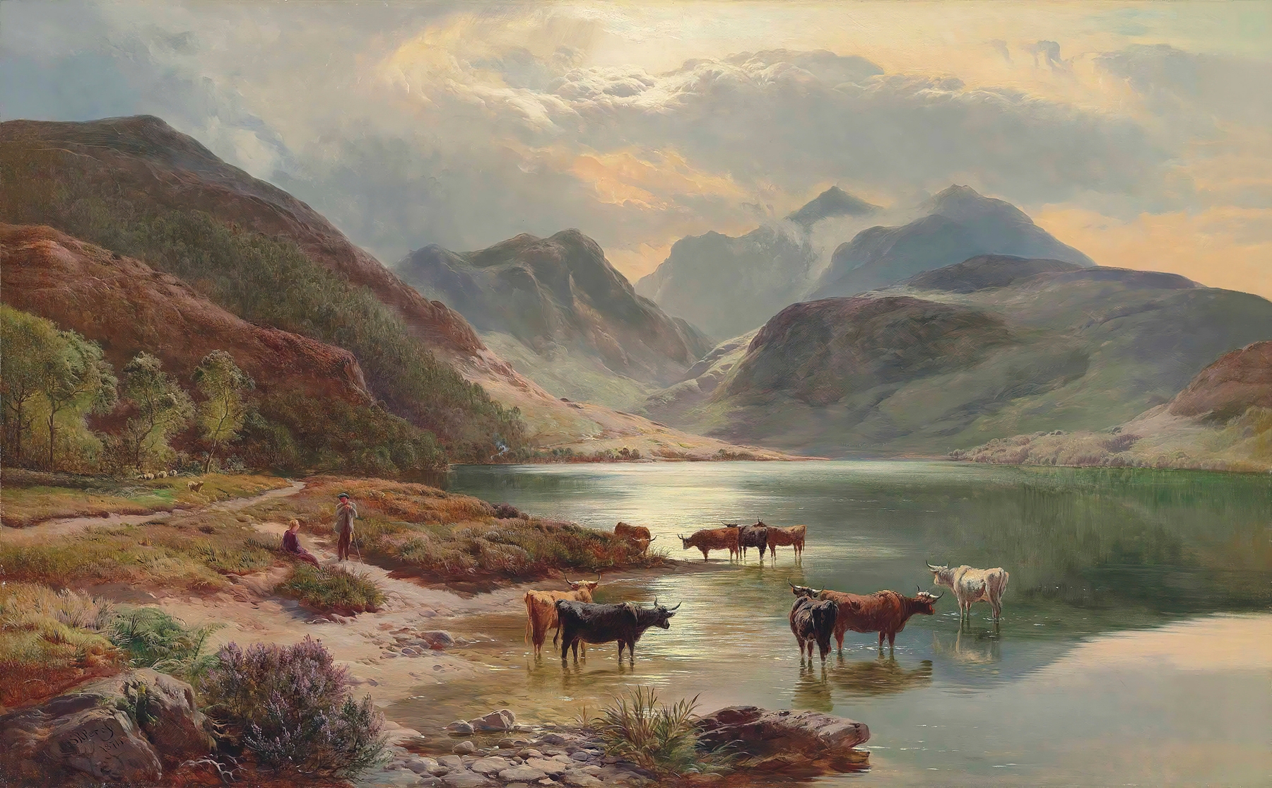 Landscape of Glencoe from Loch Leven, oil on canvas by Sidney Richard Percy