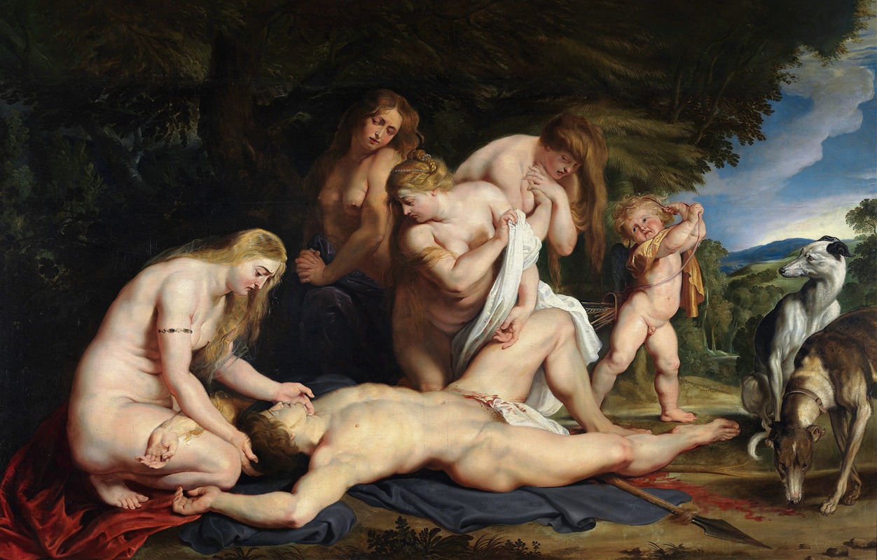 Peter Paul Rubens' 'The Death of Adonis' depicts a dramatic scene of love and loss.