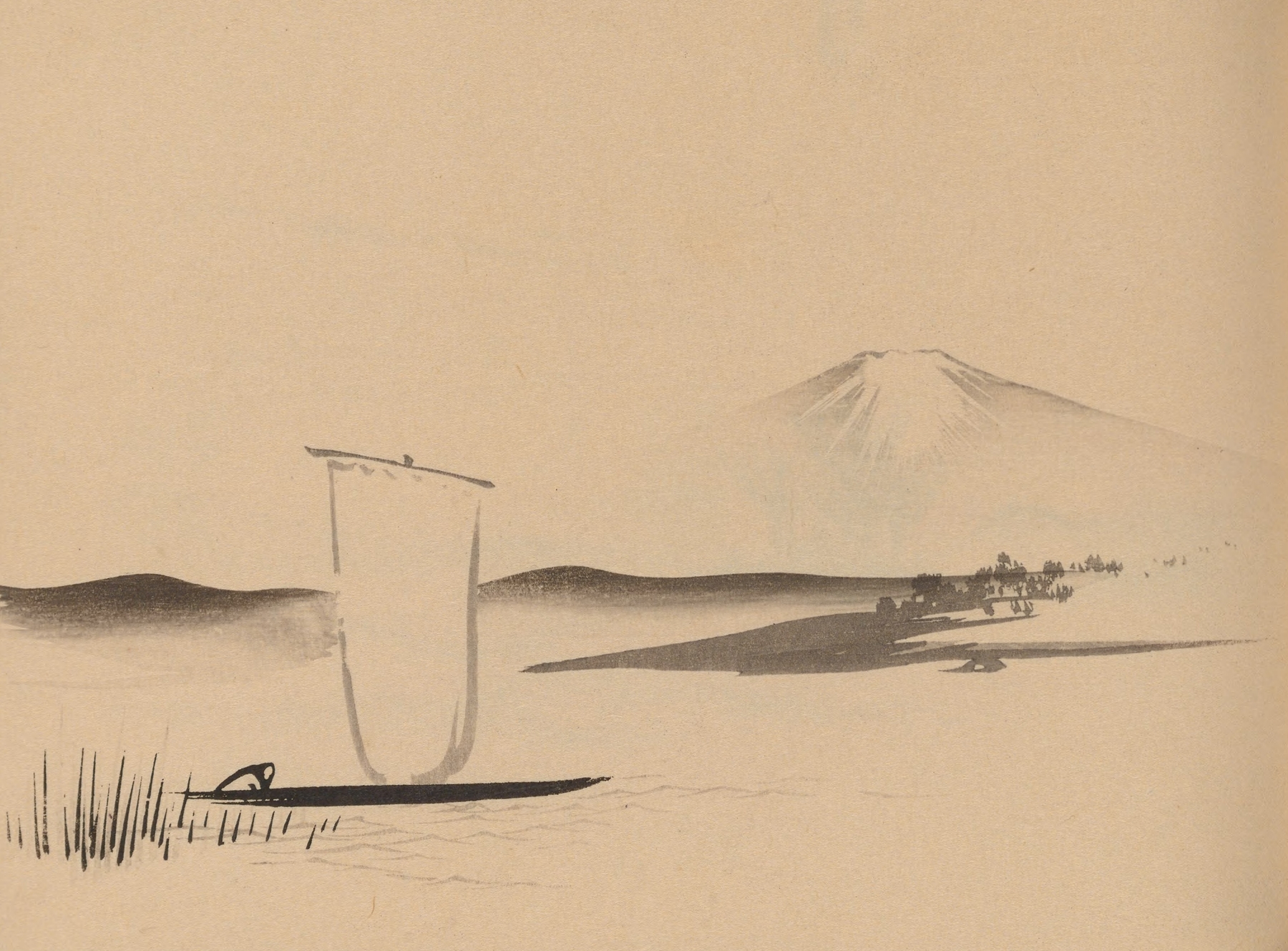 Hōgajō, Pl.13 by Jirō Takeuchi, ink on paper, featuring a poised figure in flowing garments.