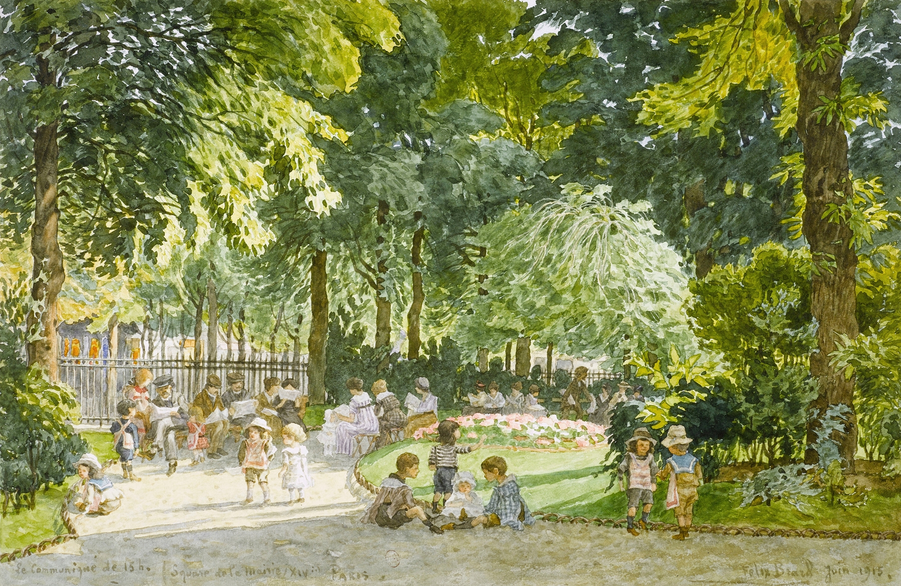 Landscape of Square de la mairie du XIVème arrondissement, oil on canvas by Félix Brard