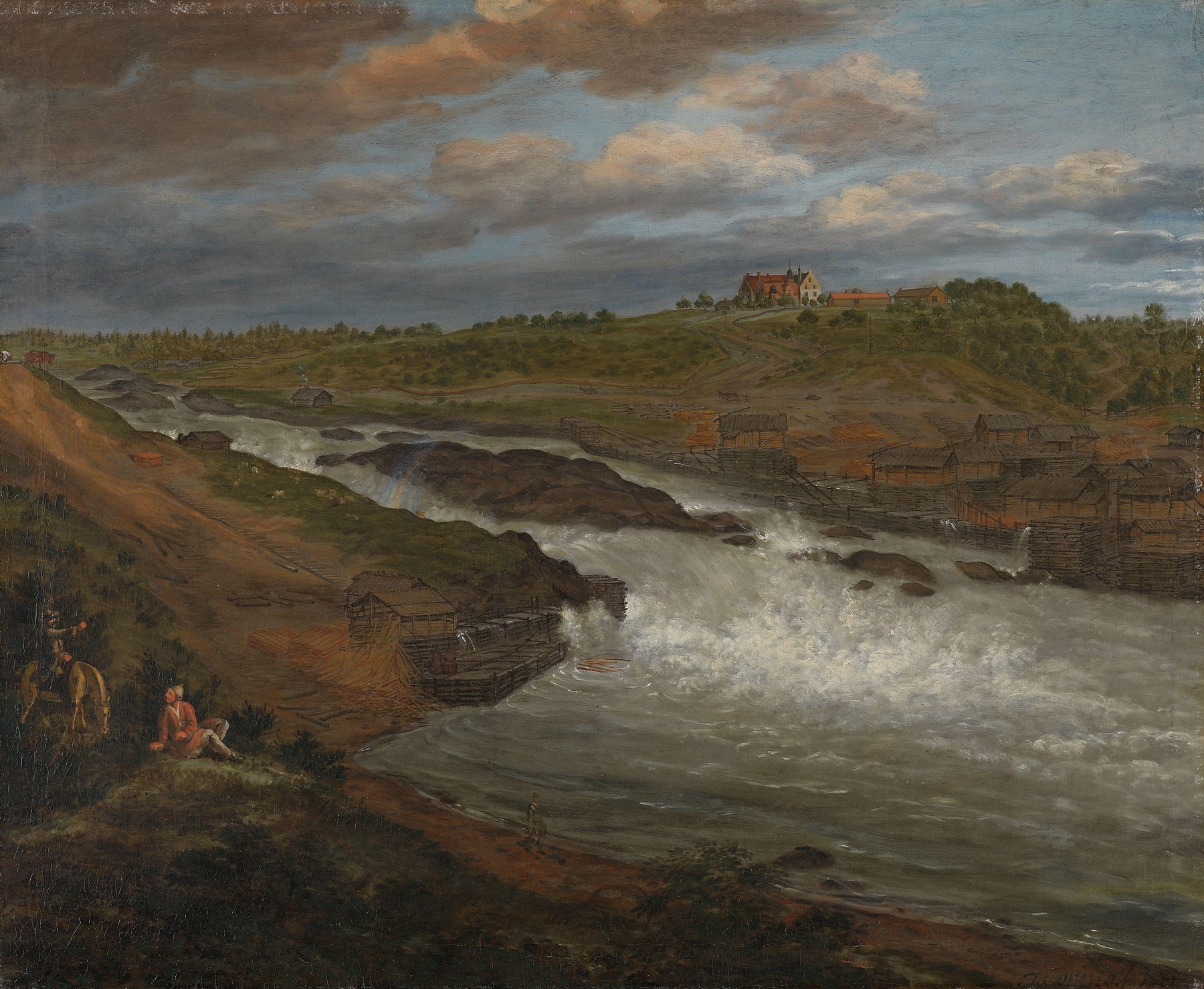 Landscape by Jacob Coning, Dutch Golden Age, depicting a serene horizon with greenery and a cloudy sky.