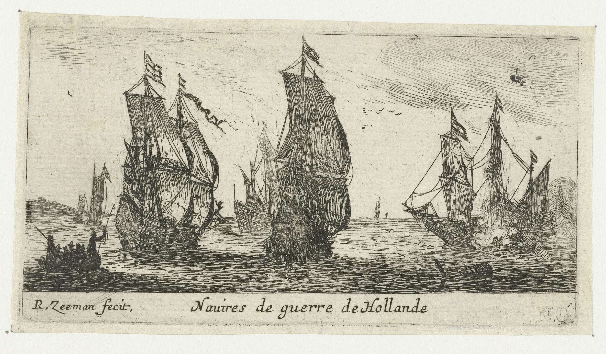 Drie Nederlandse oorlogsschepen, by Reinier Nooms, public domain