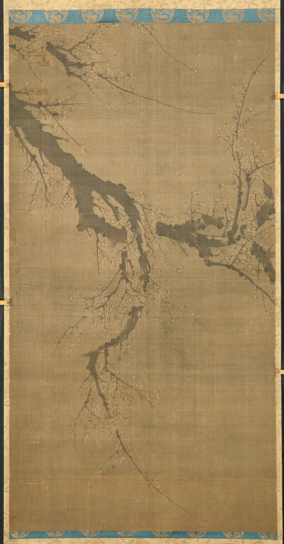 Ink on paper by Peng Xu depicting plum blossoms in delicate strokes.