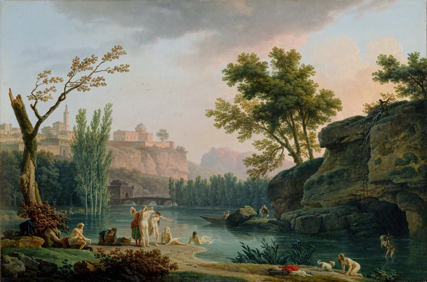 Summer Evening, Landscape in Italy, by Claude-Joseph Vernet, public domain