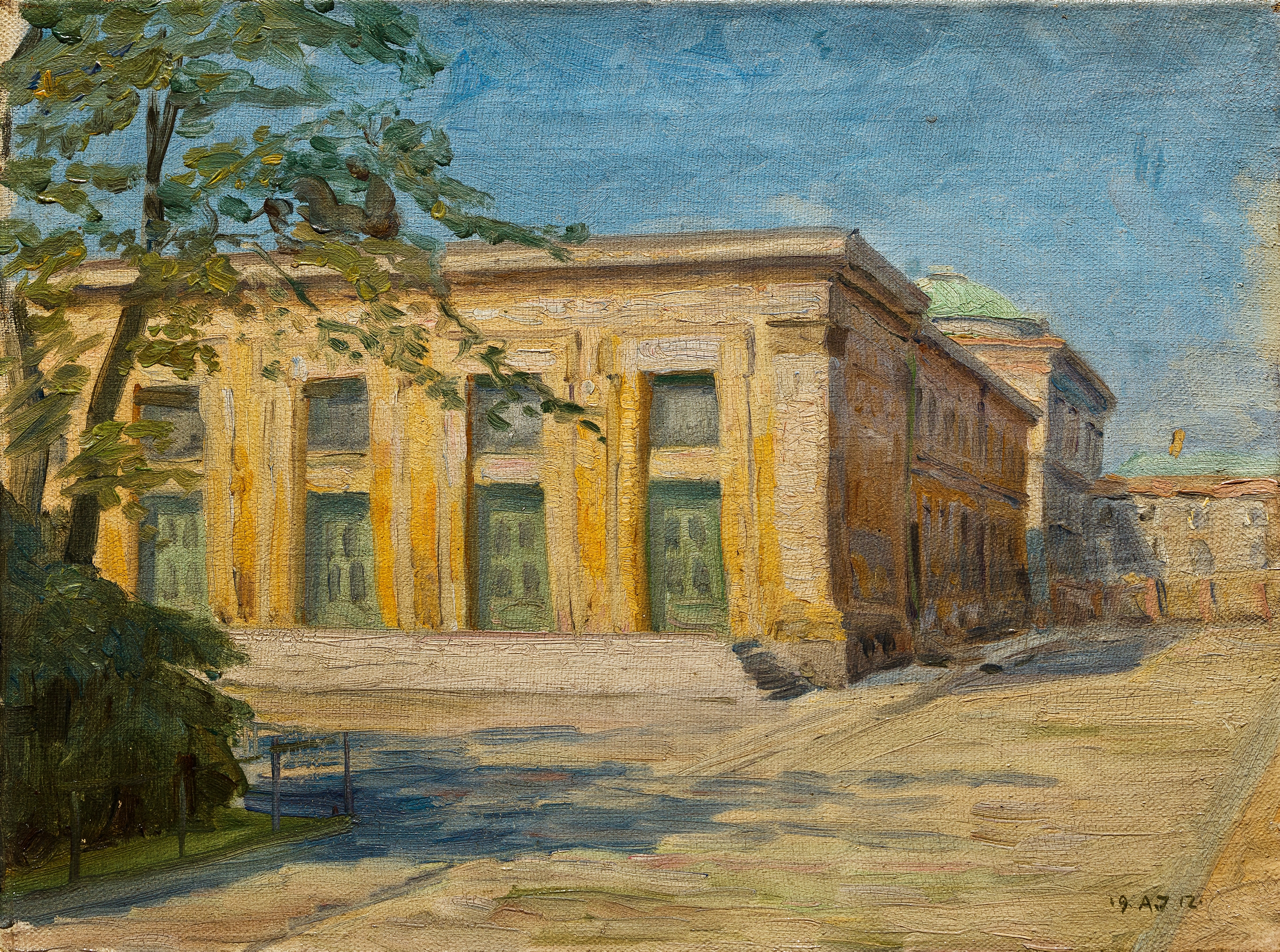 Interior scene with light and a central figure by Axel Johansen, 1912