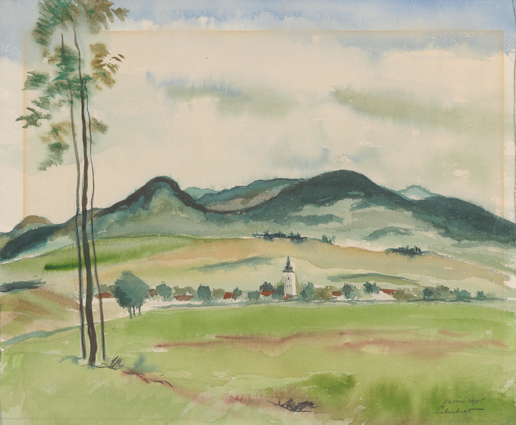 Svätá Mara by Július Schubert, oil on canvas depicting vibrant colors and spiritual themes.