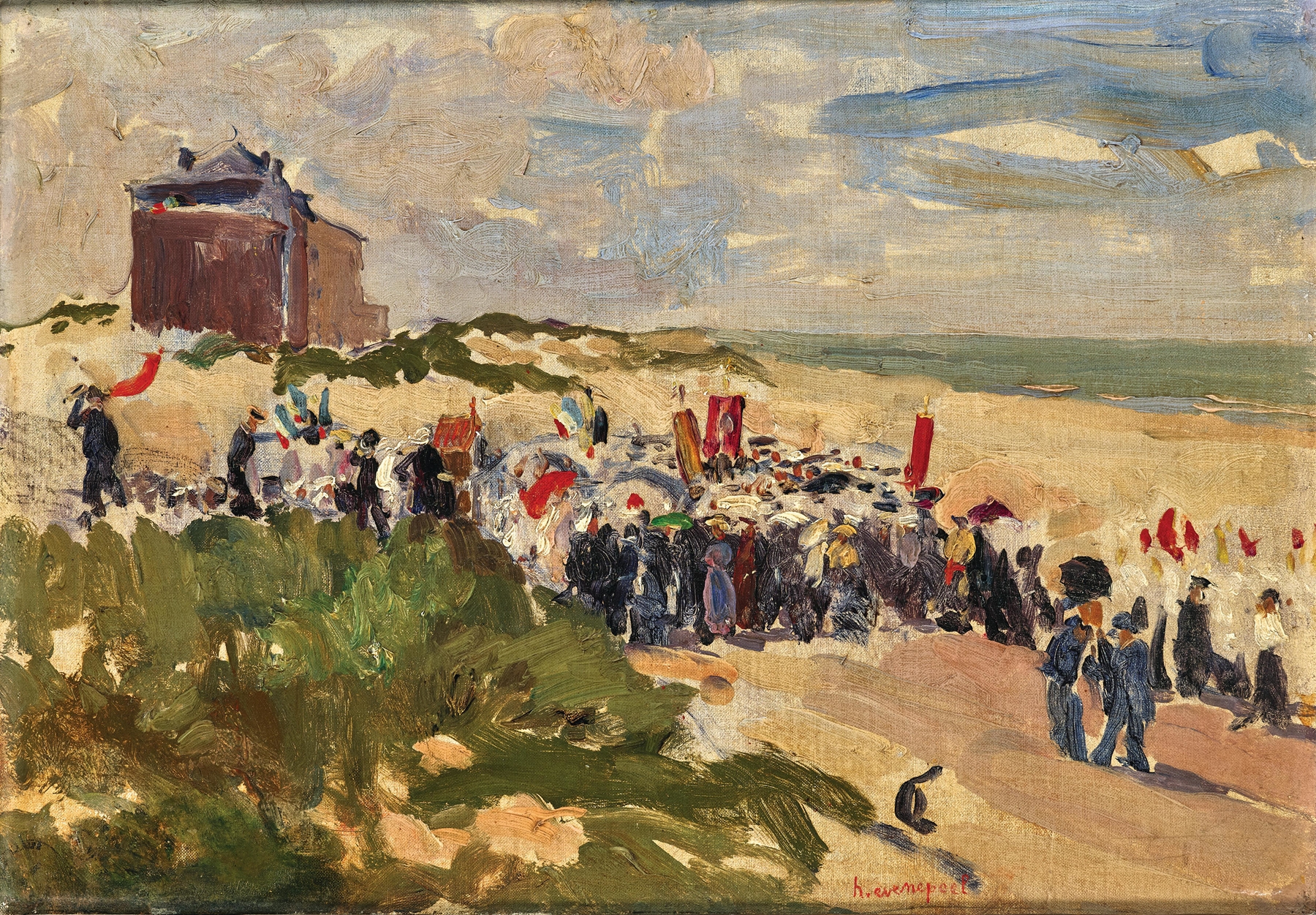 Religious scene depicting a procession in The Grand Pardon de Saint-Anne d'Auray by Henri Evenepoel, oil painting.