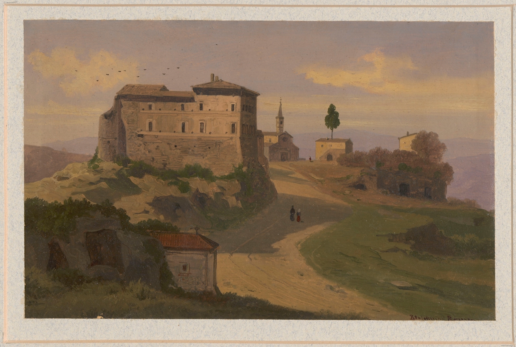 Oil painting of Il Castello Farnese in Isola Farnese by Arthur Blaschnik