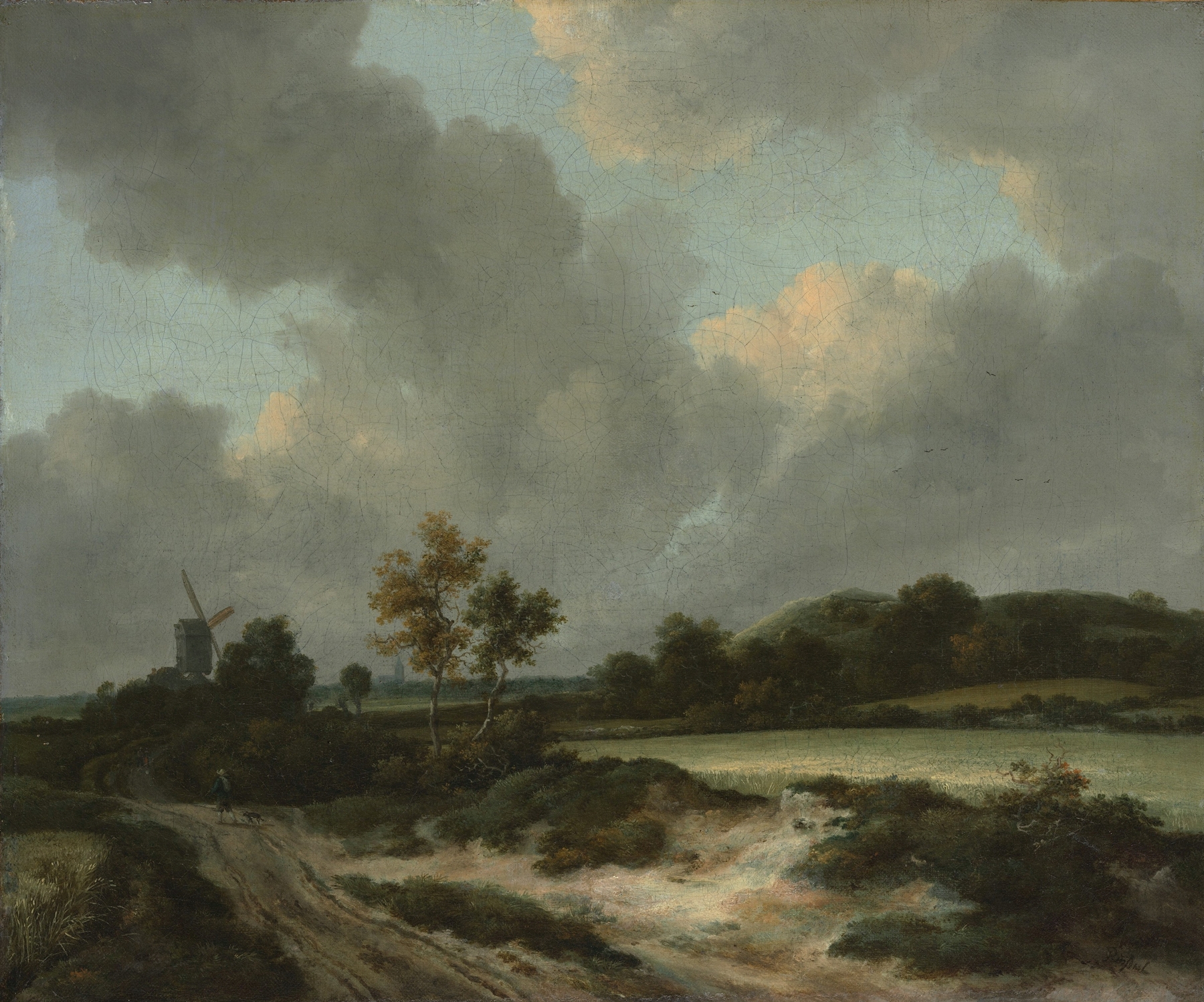 Grainfields by Jacob van Ruisdael, oil on canvas depicting rolling fields under a vast sky.