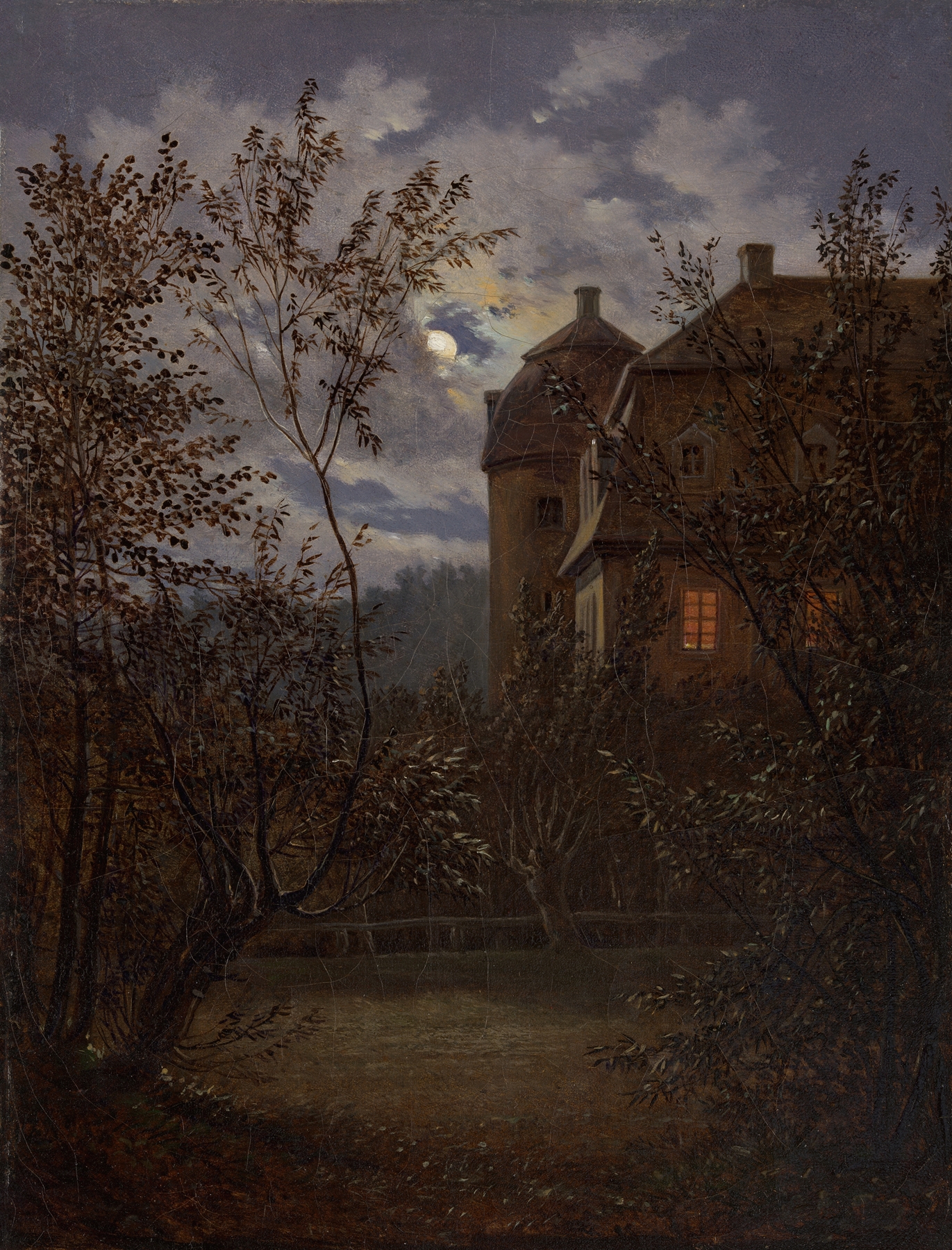 Schloss Milkel in Moonlight, by Carl Gustav Carus, public domain
