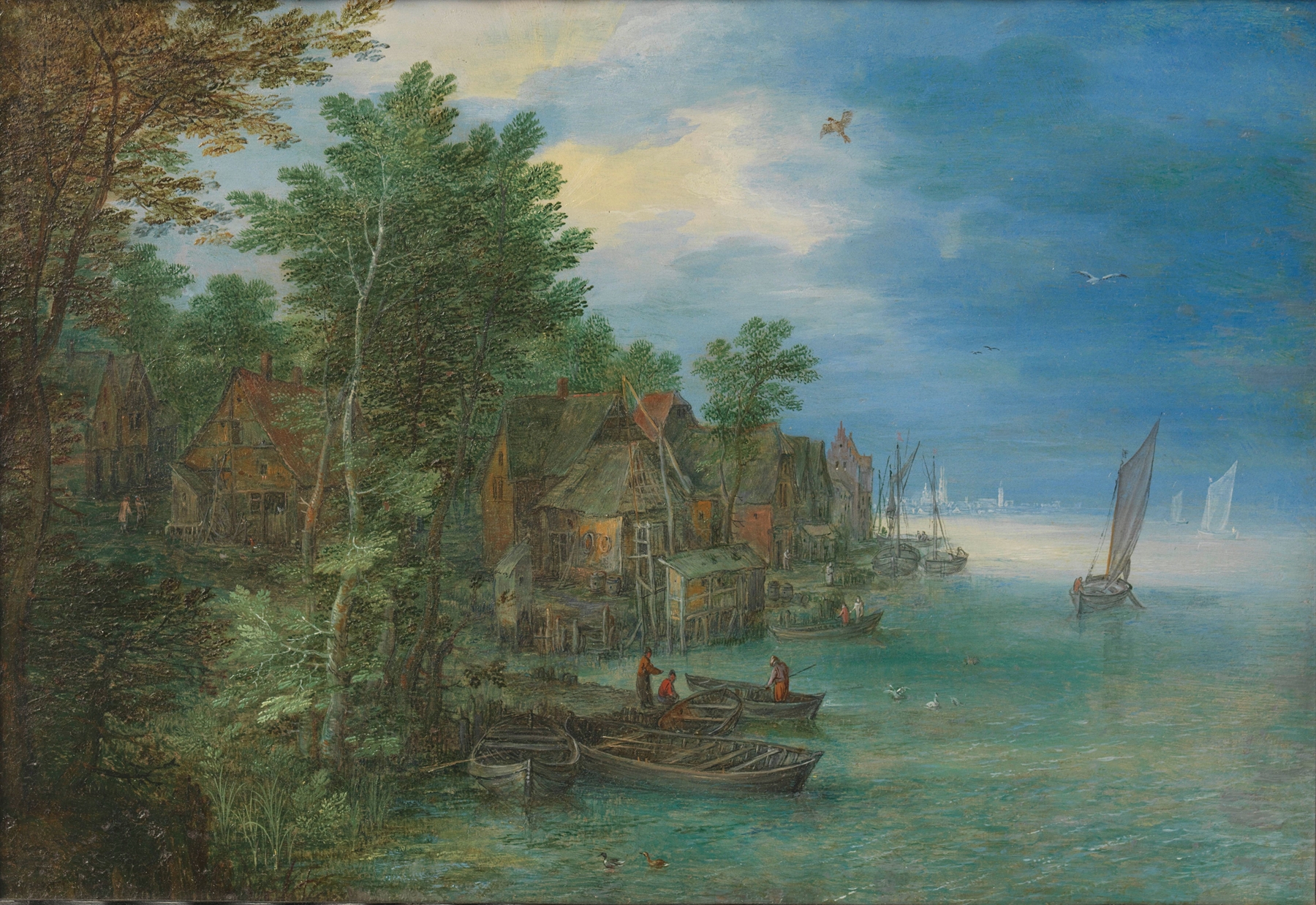 View of a Village along a River, by Jan Brueghel the Elder, public domain