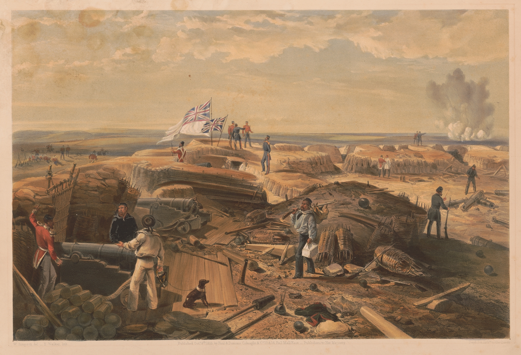 Historical scene of a fortification by William Simpson, 1855