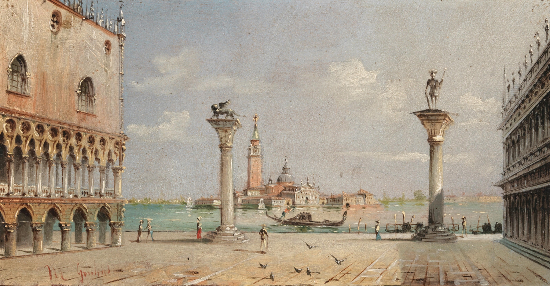 Venezia, Piazzetta San Marco e Isola San Giorgio by Marco Grubas, oil painting