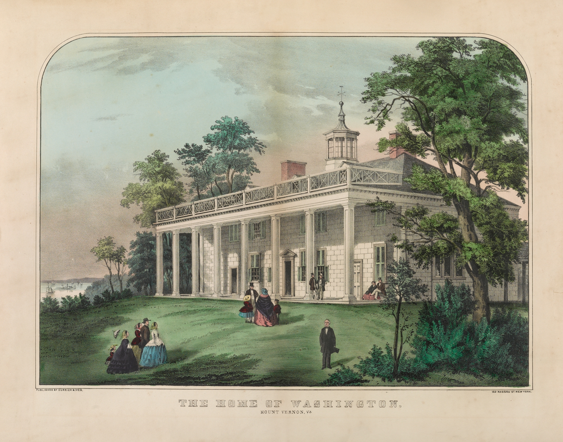 The home of Washington, Mount Vernon, Va., by Currier & Ives., public domain
