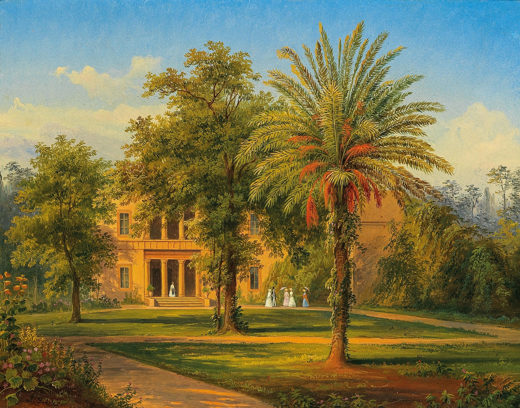 Landscape depicting Villa Torlonia by Longin Christianowitsch Fricke, oil painting