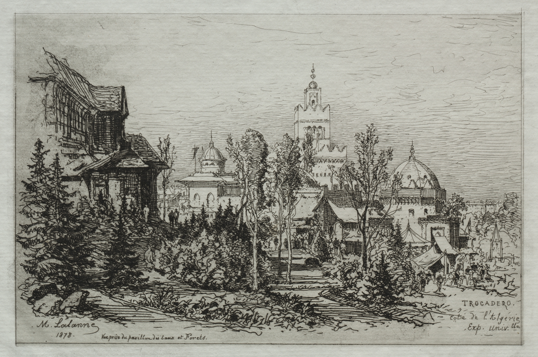The Algerian Palace at the Trocadero by Maxime Lalanne, depicting architecture in an unknown medium.